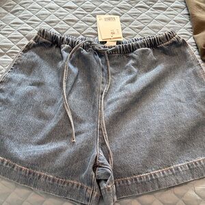 Denim drawstring shorts